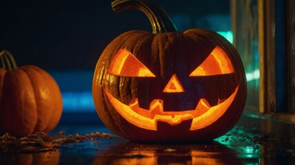 Fototapeta premium Neon jack-o’-lantern
