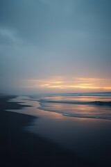 Serene Sunset Beach: Soft Hues and Gentle Waves