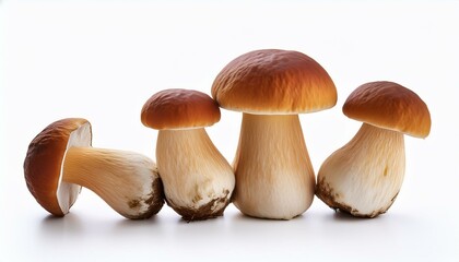 Brown cap mushrooms on white background