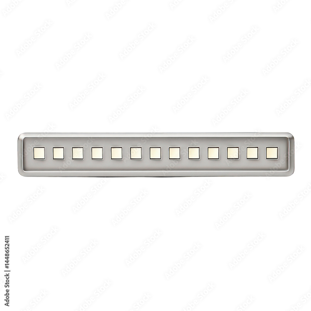 Aufkleber uniform row of eleven square light emitters embedded in a sleek metallic bar, providing consistent i