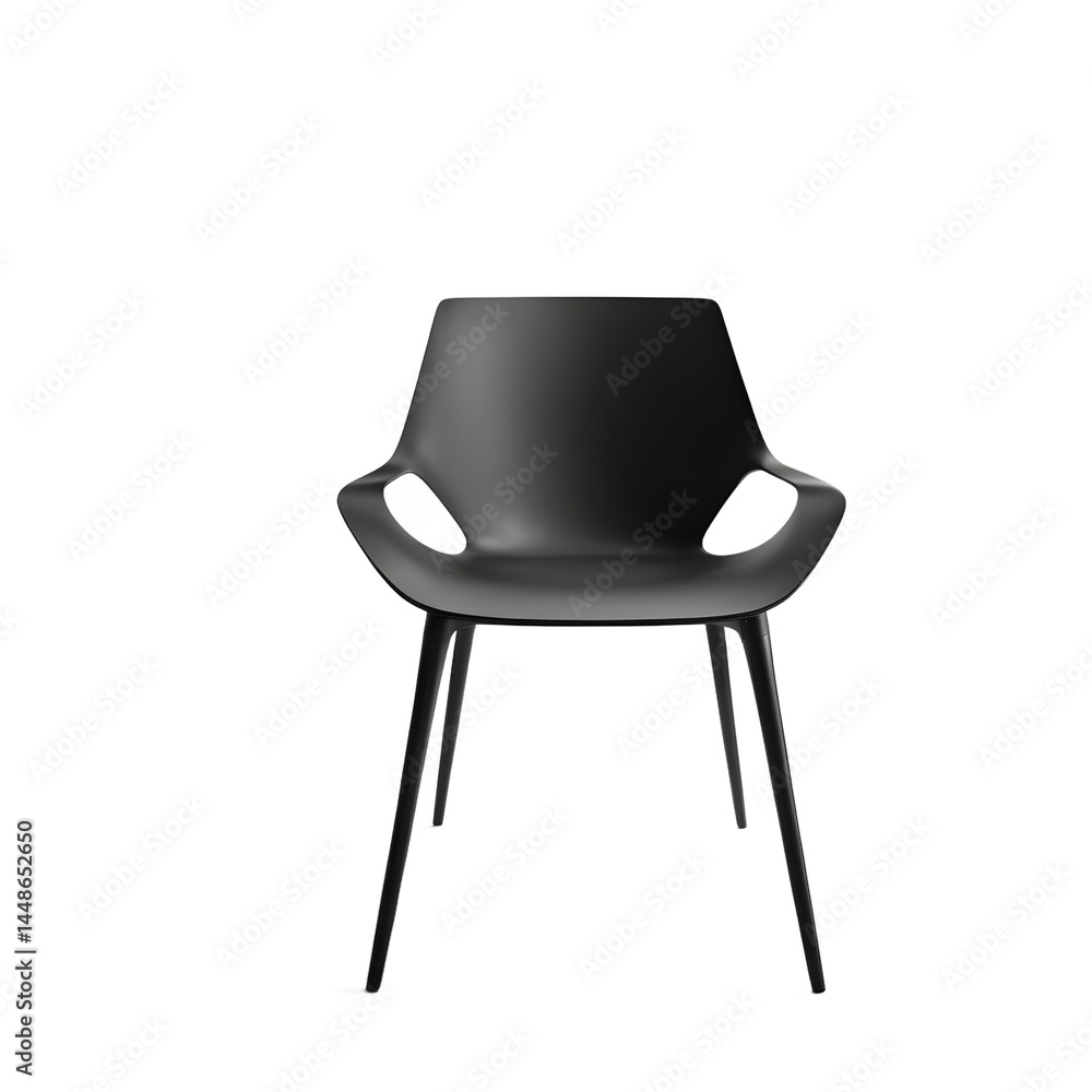 Aufkleber modern minimalist black matte chair with geometric form, isolated on a empty plain background