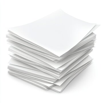 Stack of Blank White Paper Sheets with Office Supplies.