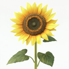Obraz premium Vibrant Sunflower Bloom Isolated on White.