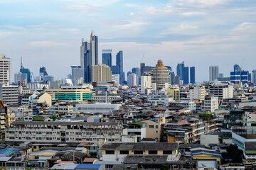 Bangkok cityscape showing skyline, buildings, and urban contrast