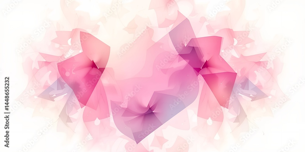 Poster abstract pink and purple geometric shapes on a white background creating a soft effect