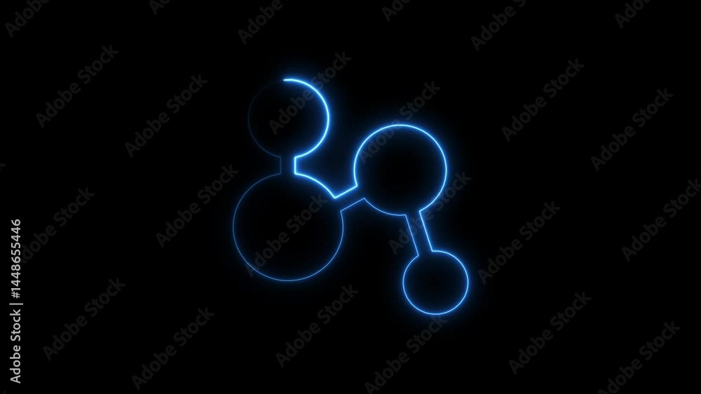 Aufkleber glowing neon molecule structure animation on a dark background for science and technology