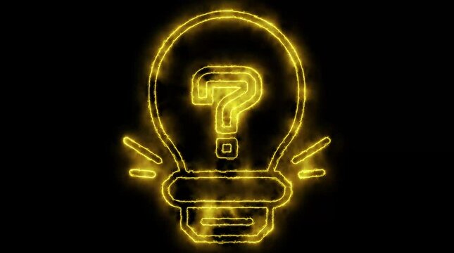 Animated Glowing Question Mark with Neon Lightbulb Effect | Idea Concept Motion Graphic