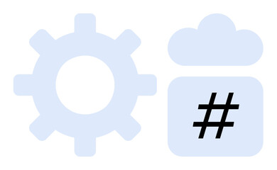 Gear highlighting system processes, cloud symbolizing storage, and metadata tag for tagging concepts. Ideal for technology, software, cloud computing, data organization, machine learning, IT
