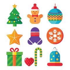 Christmas Icons vector bundle Set