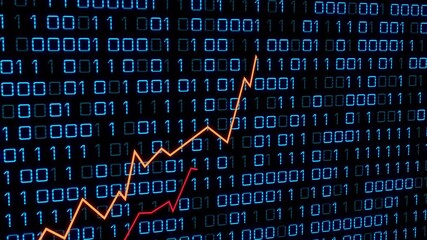 Animation of financial data processing over grid background - Powered by Adobe