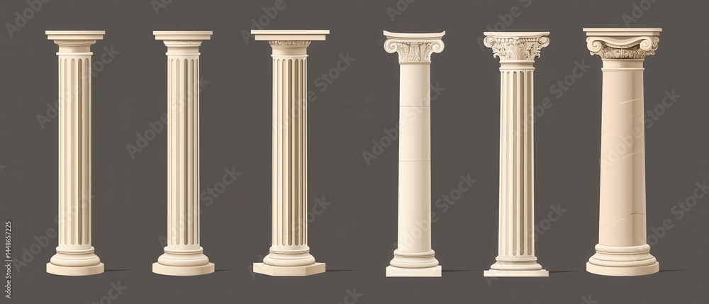 Poster elegant array of ancient architectural columns showcasing timeless design and historical significanc