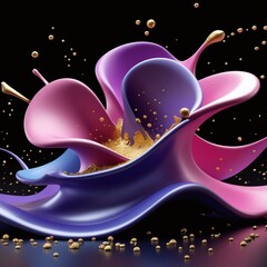 Abstract Flower Splash: Vibrant Petals in Gold