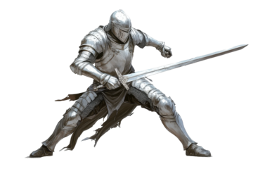 Isolated Knight with Sword, cartoon