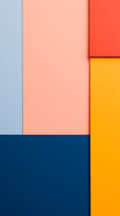 Fototapeta premium Abstract geometric composition with blocks of color. A study in contrast and spatial relations. Minimalist design. Playful arrangement of colored planes.