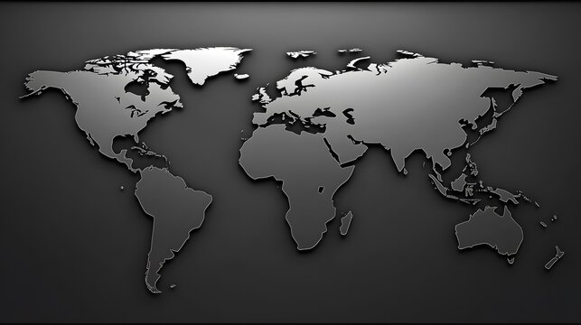 Fototapeta Metallic World Map Dark Background Global Business Concept
