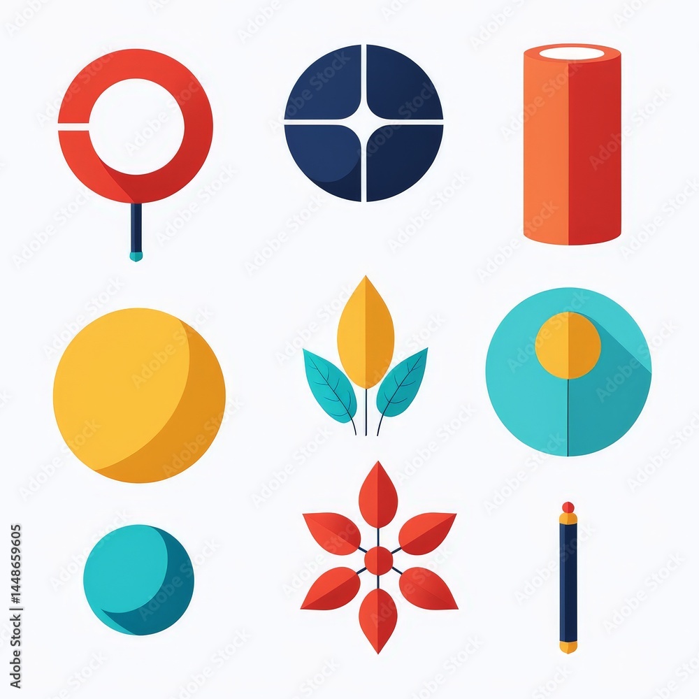 Poster set of flat design objects.