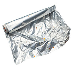 crumpled aluminum foil sheet on transparent background png