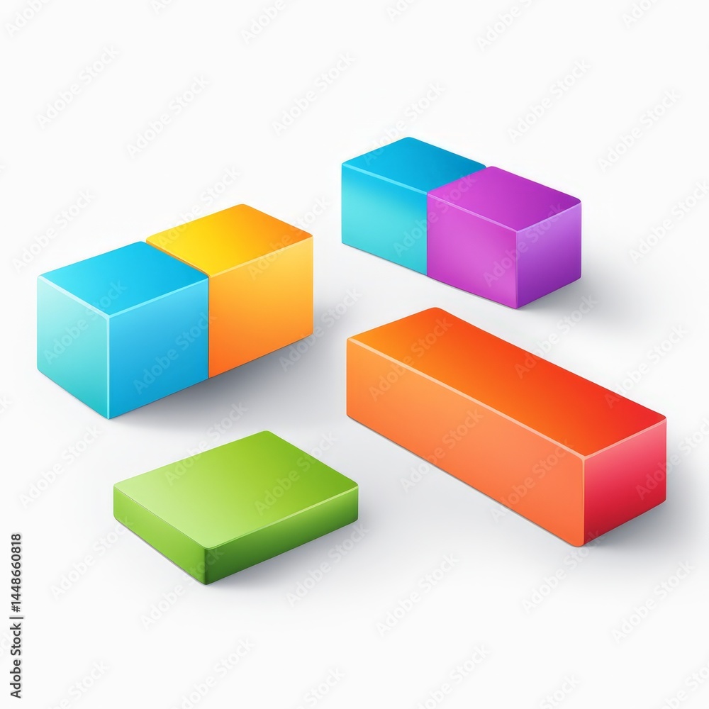 Poster vector set. 3d realistic cube icons