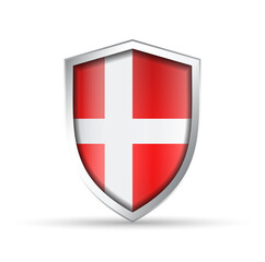 Denmark Flag Glossy Shield Icon