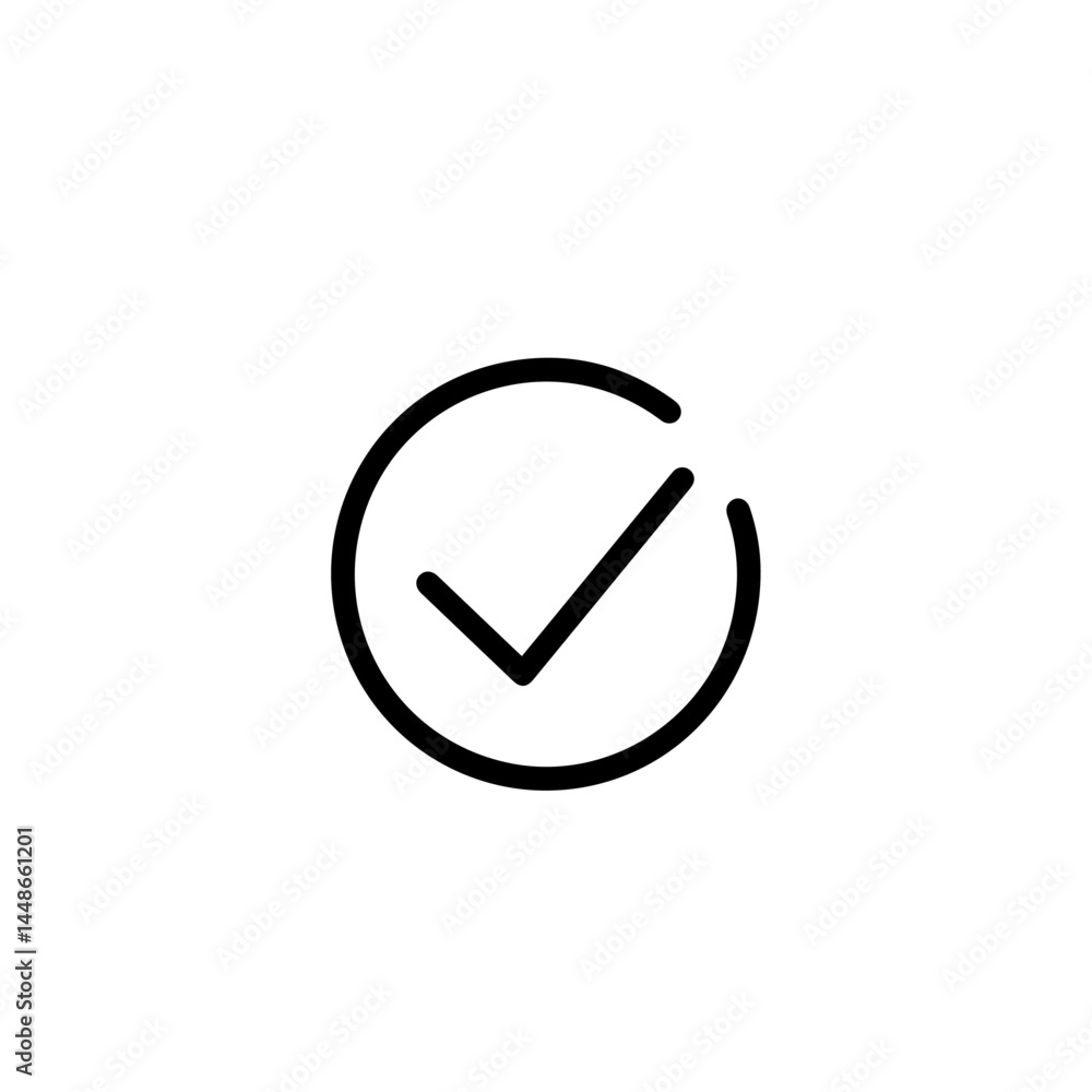 Poster simple checkmark icon in minimalist style on white background