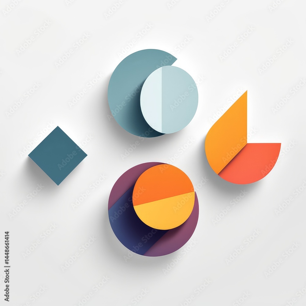Poster 3d rendering of abstract geometric shapes.