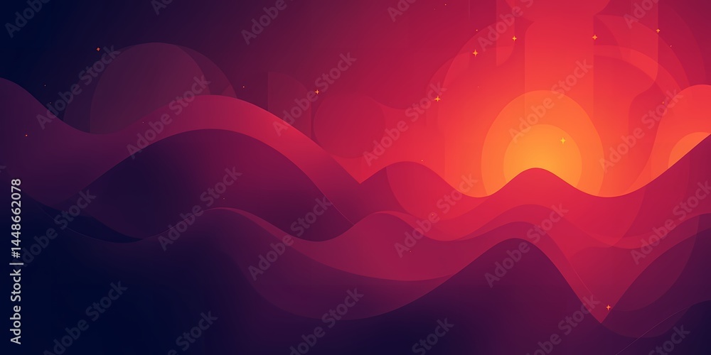 Aufkleber abstract gradient background with wavy shapes and warm colors like orange and red tones