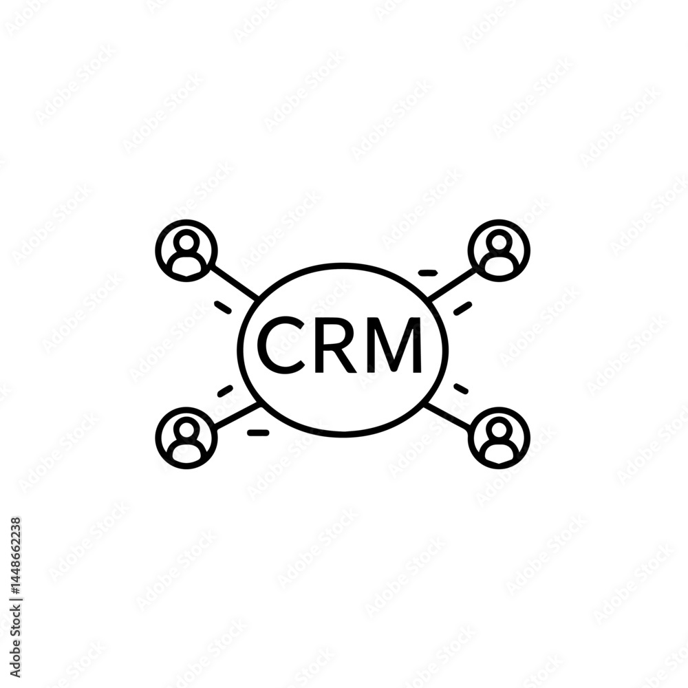 Poster crm system connections represented with user icons