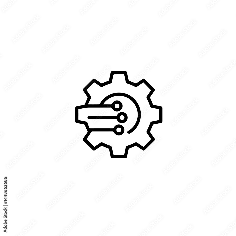 Poster technology gear with circuit lines in minimalistic design