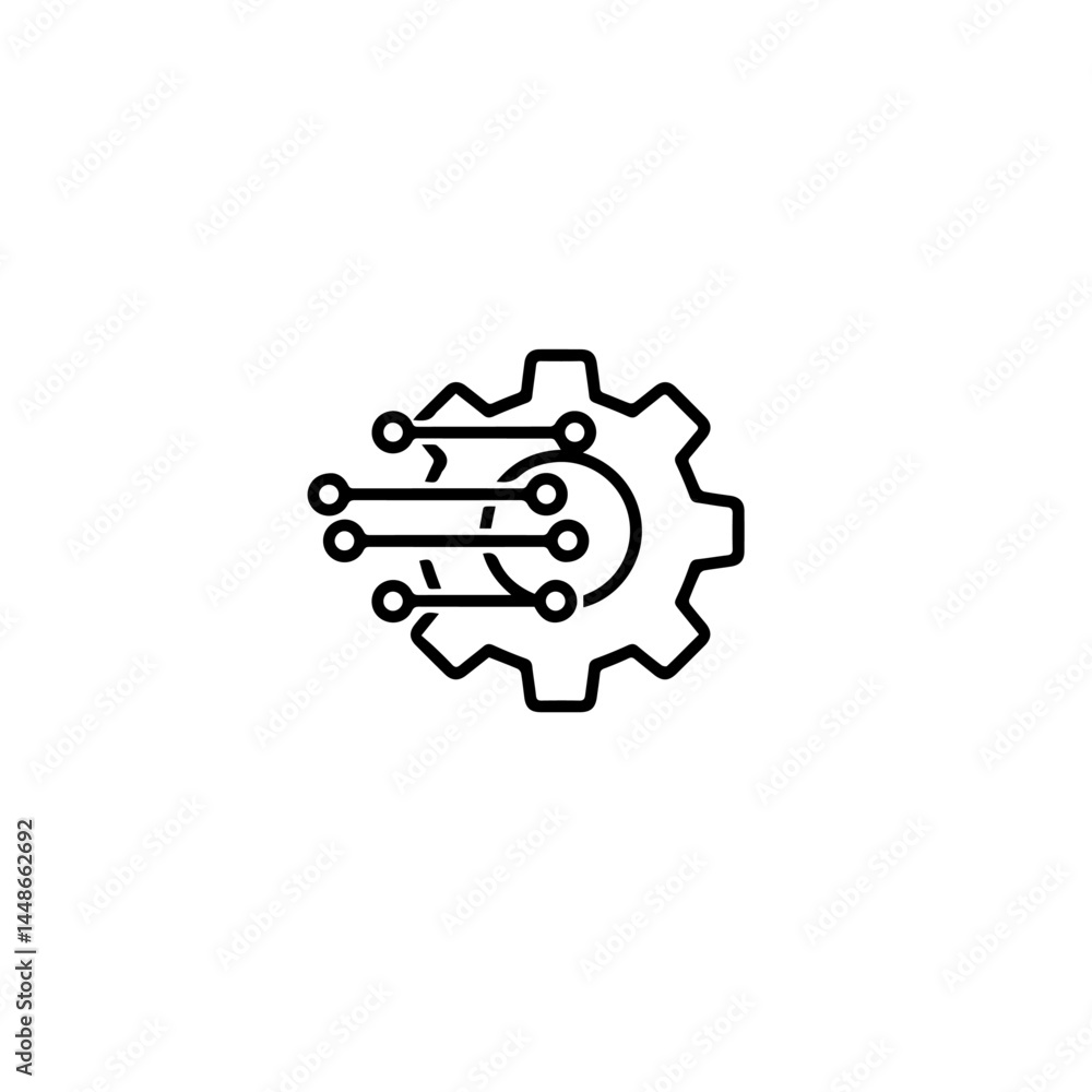Poster tech gear with digital elements in minimalist style