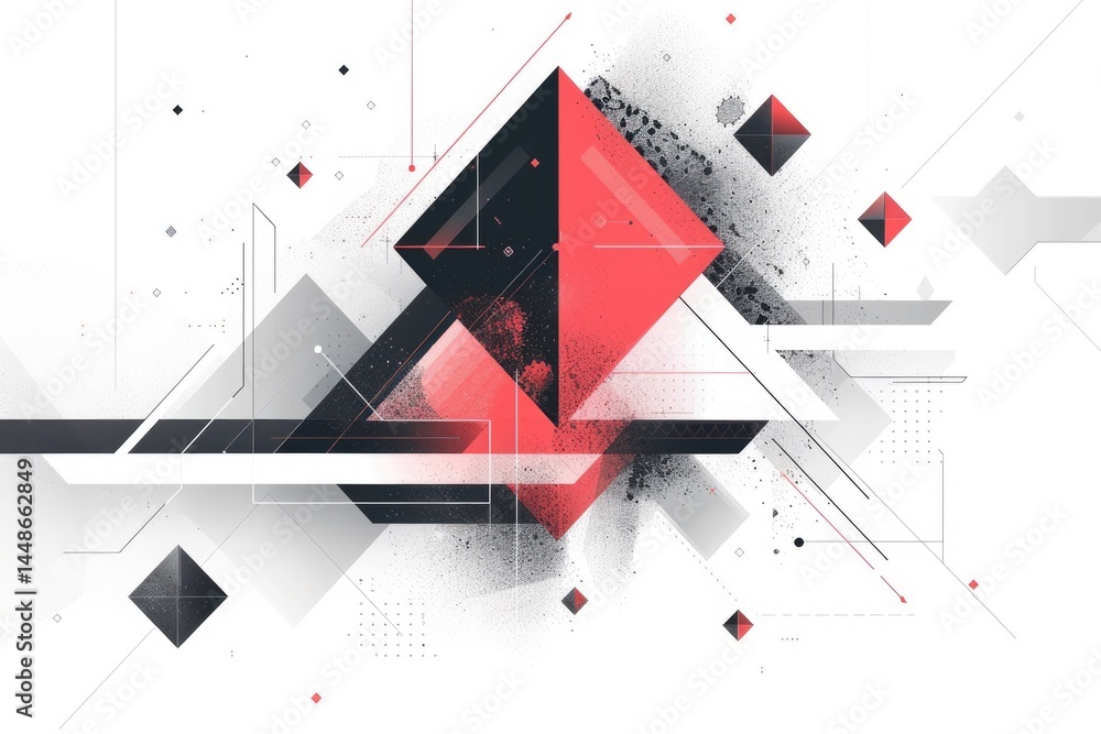 Poster abstract geometric shapes crystal on surface of contemporary design express scene of seamless patter