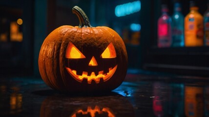 Fototapeta premium Neon jack-o’-lantern