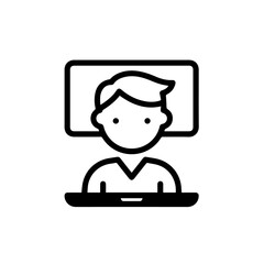 Fototapeta premium Businessperson working on a laptop with a screen background 