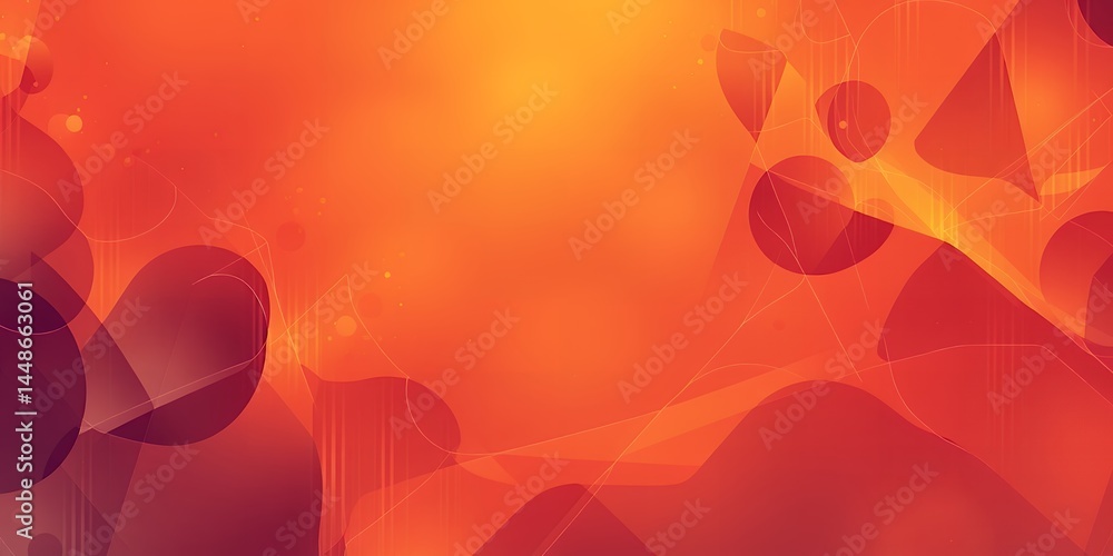 Poster abstract orange background with geometric shapes and soft gradient color transitions