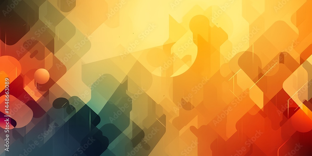Aufkleber abstract geometric shapes in warm tones with dark accents creating a dynamic composition