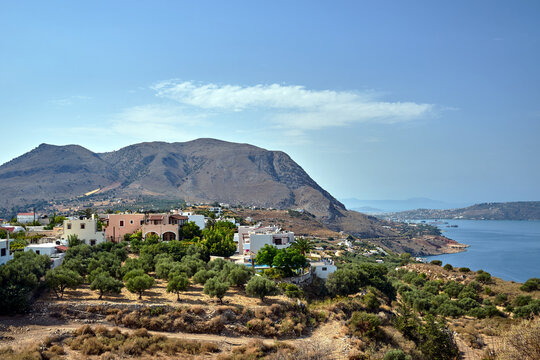 A town at the foot of a mountain above Souda Bay on the island of Crete