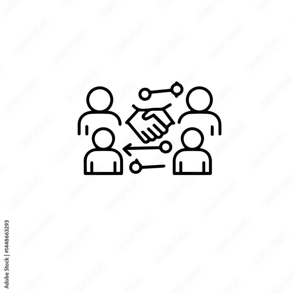 Poster business collaboration and networking concept in minimalist style