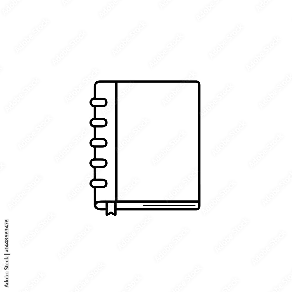 Poster outline of a blank notebook with spiral binding