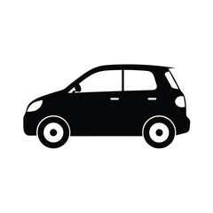 Hatchback Car Silhouette Icon, Compact Urban Vehicle Side View Vector