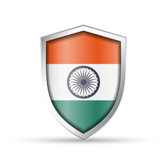 India Flag Glossy Shield Icon