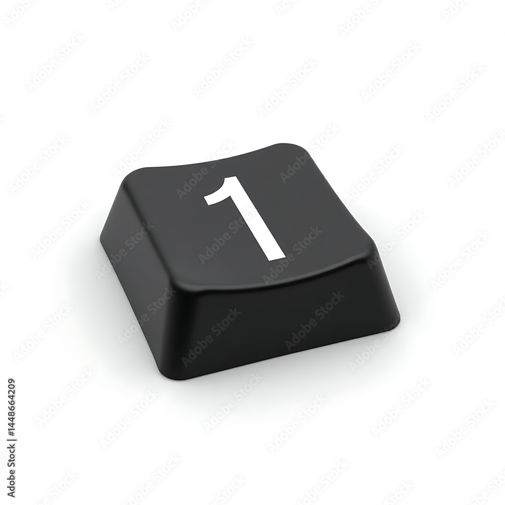 Poster close-up of a single black keyboard key with the number one