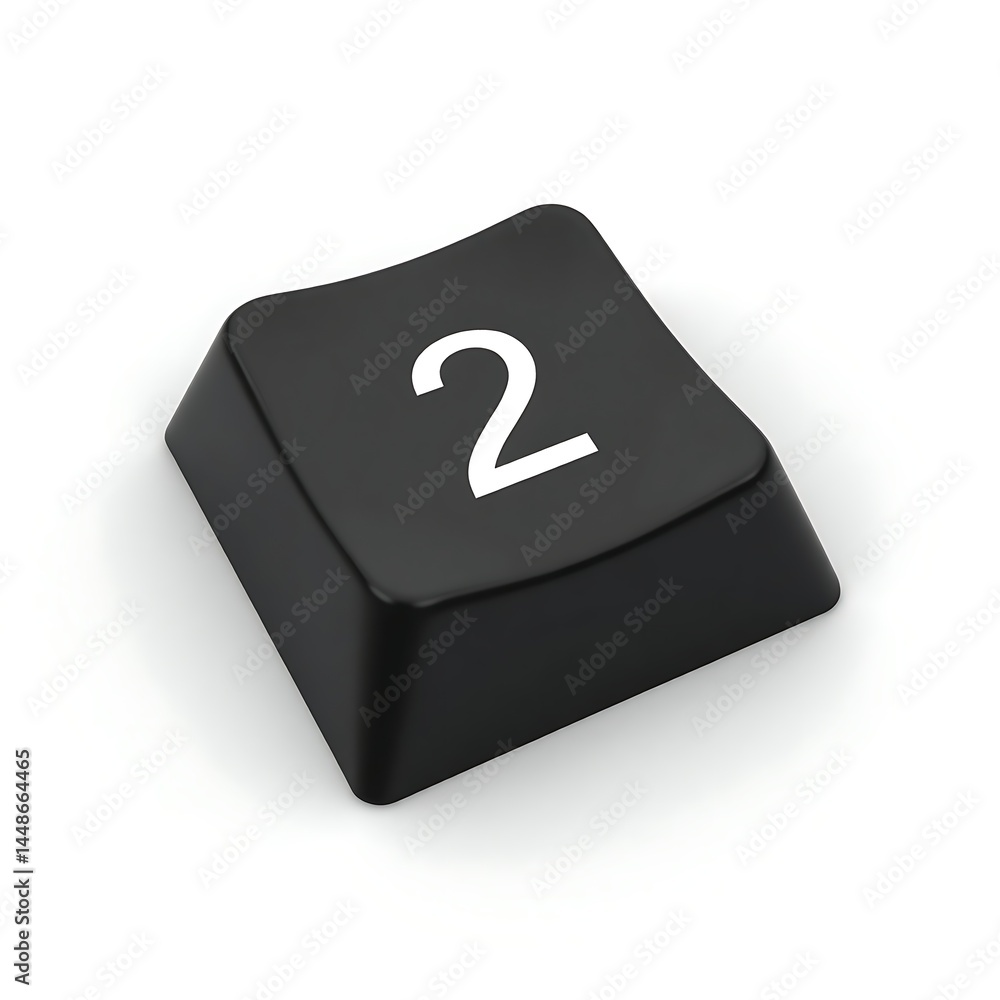 Poster close-up of a single black keyboard key with the number two