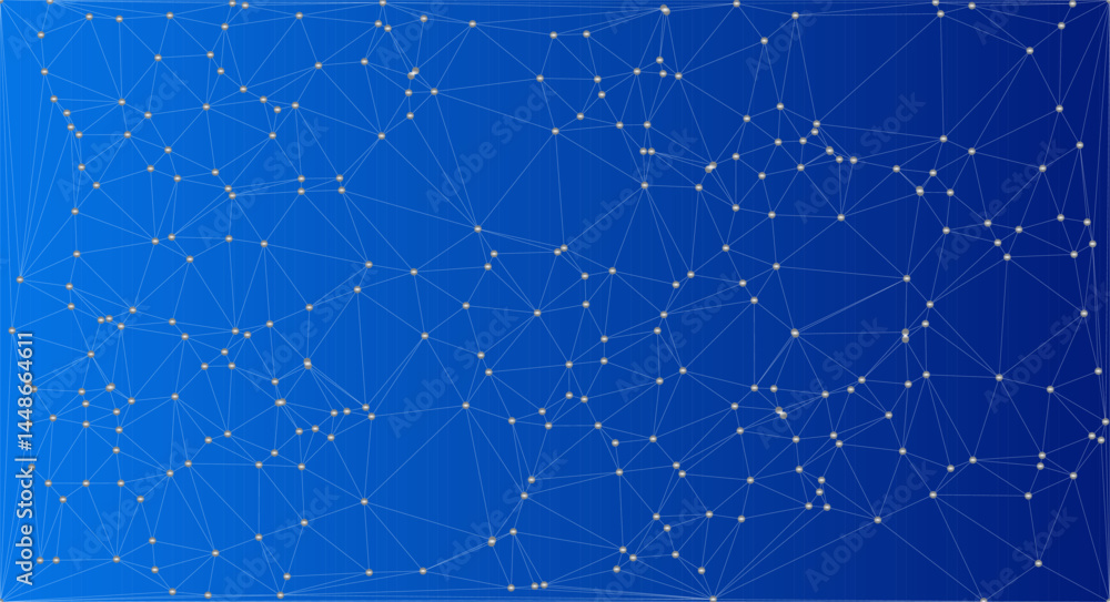 Aufkleber blue gradient network grid with golden nodes, a dynamic abstract network grid design featuring golde