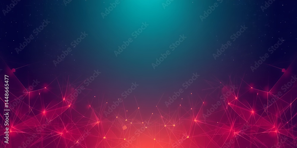 Poster abstract background with glowing red lines and dots on a dark gradient backdrop scene