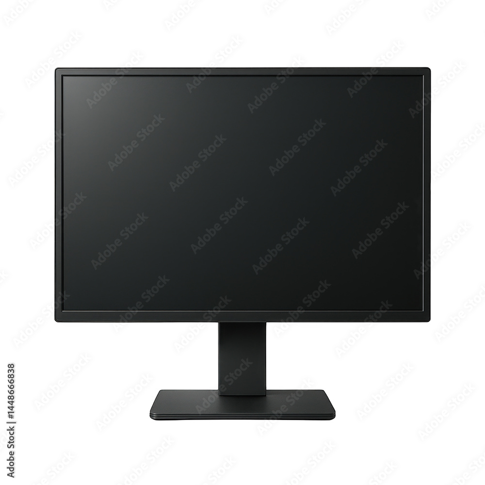 Poster contemporary black desktop monitor featuring a large display screen and sturdy base, ready for your 