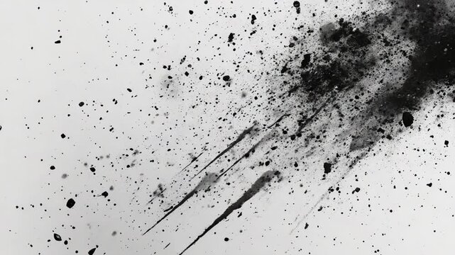 Dramatic black ink dispersion on white backdrop revealing abstract expressionism