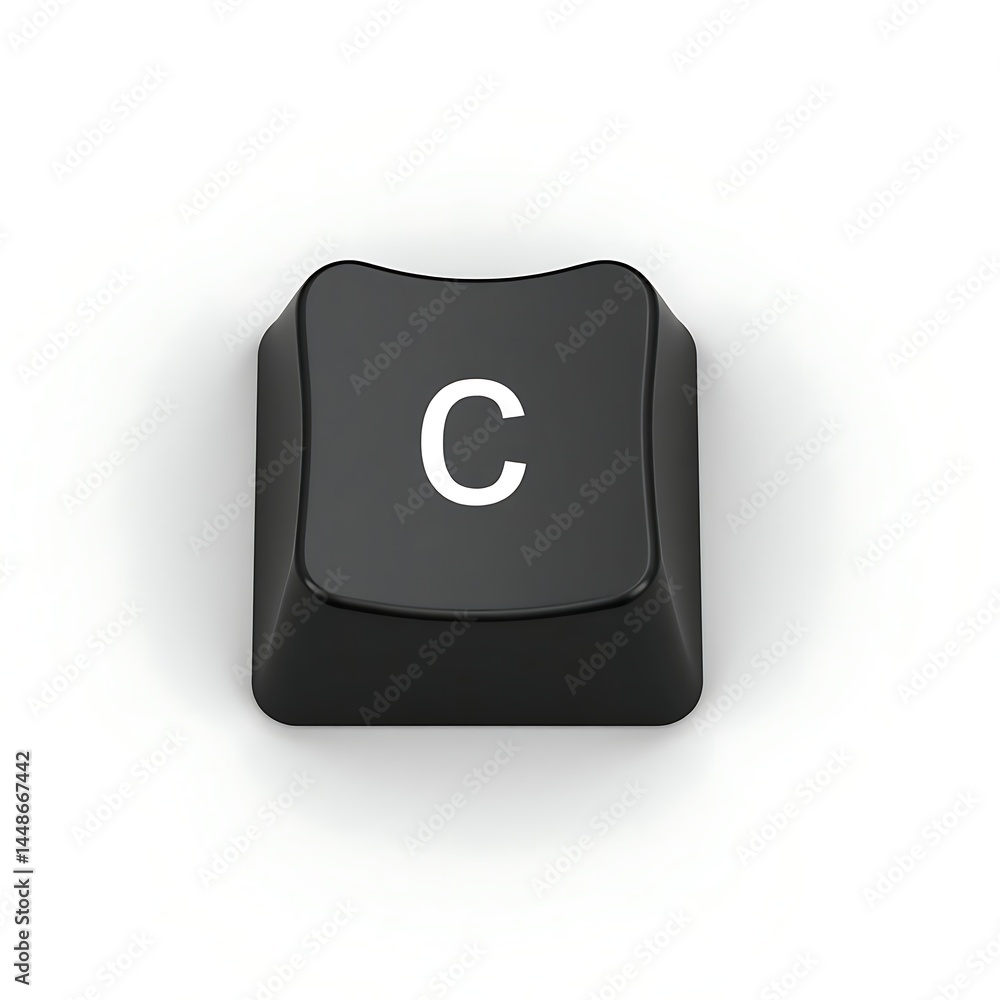 Poster high-resolution close-up of a single black keyboard key: letter c