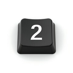 High-resolution close-up of a single black keyboard key with the number two