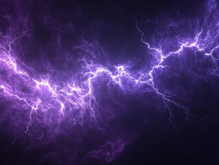 Fototapeta premium Electric purple lightning storm abstract background with dramatic energy and power concept for nature and science themes with dark sky and bright flash