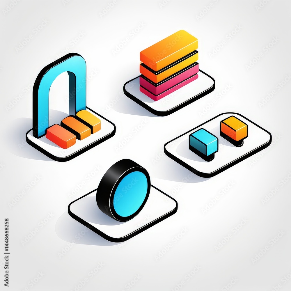 Poster isometric line smart home icon isolated on grey background. remote control. circle button. vector