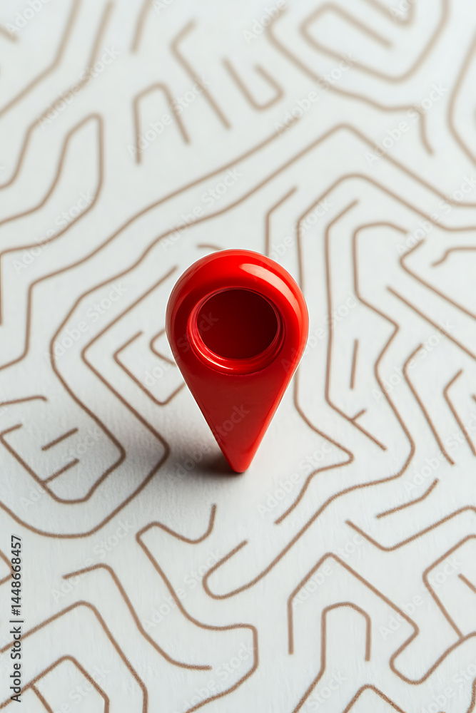Poster red pointer on abstract map: find your way.highlighting the location with precision..